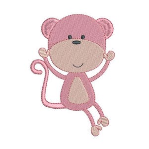 Monkey Machine Embroidery Design, Fill Stitch, Baby Monkey Machine Embroidery Design, Jungle Animal, 3 Sizes, Instant Download, No: JG41-5