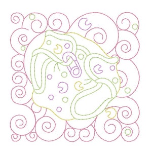 Baby Quilt Block Machine Embroidery Design, Multi-Colored Linework Machine Embroidery Design, 3 Sizes, Instant Download, No: JGS00013-9