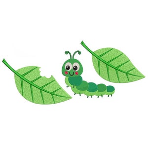 Caterpillar Embroidery Design, Fill Stitch, Leaves, Garden Design, Leaf, 3 Designs, Machine Embroidery, 4 Sizes, INSTANT DOWNLOAD, S594