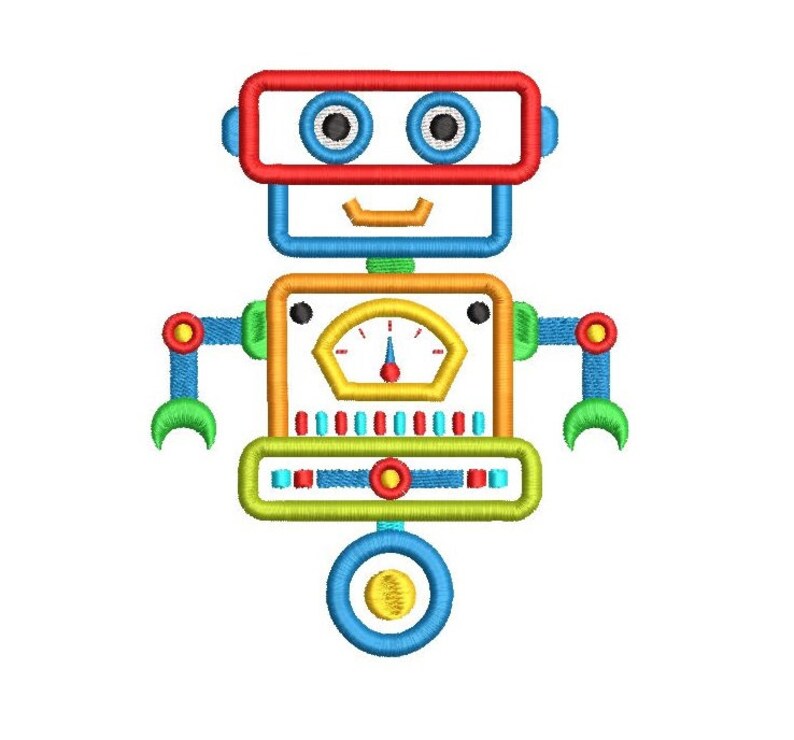 Robot Machine Embroidery Applique Designs for Children Set of Etsy
