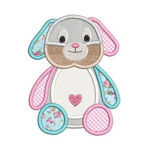 Bunny Embroidery Applique Design, Cute Bunny Applique, Baby Bunny Design, Easter, Machine Embroidery, 3 Sizes, Instant Download, SA578-1