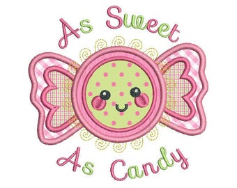Candy Applique Machine Embroidery Design, Diseño de la chica linda, Regalo de Halloween, Dulce como el diseño del caramelo, 3 tamaños, Descarga instantánea, No:SA539-16