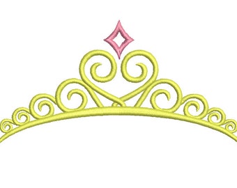 Princess Crown Machine Embroidery Design, Fill Stitch, Little Girl's Tiara Machine Embroidery Design, 3 Sizes, Instant Download, No: S539-1