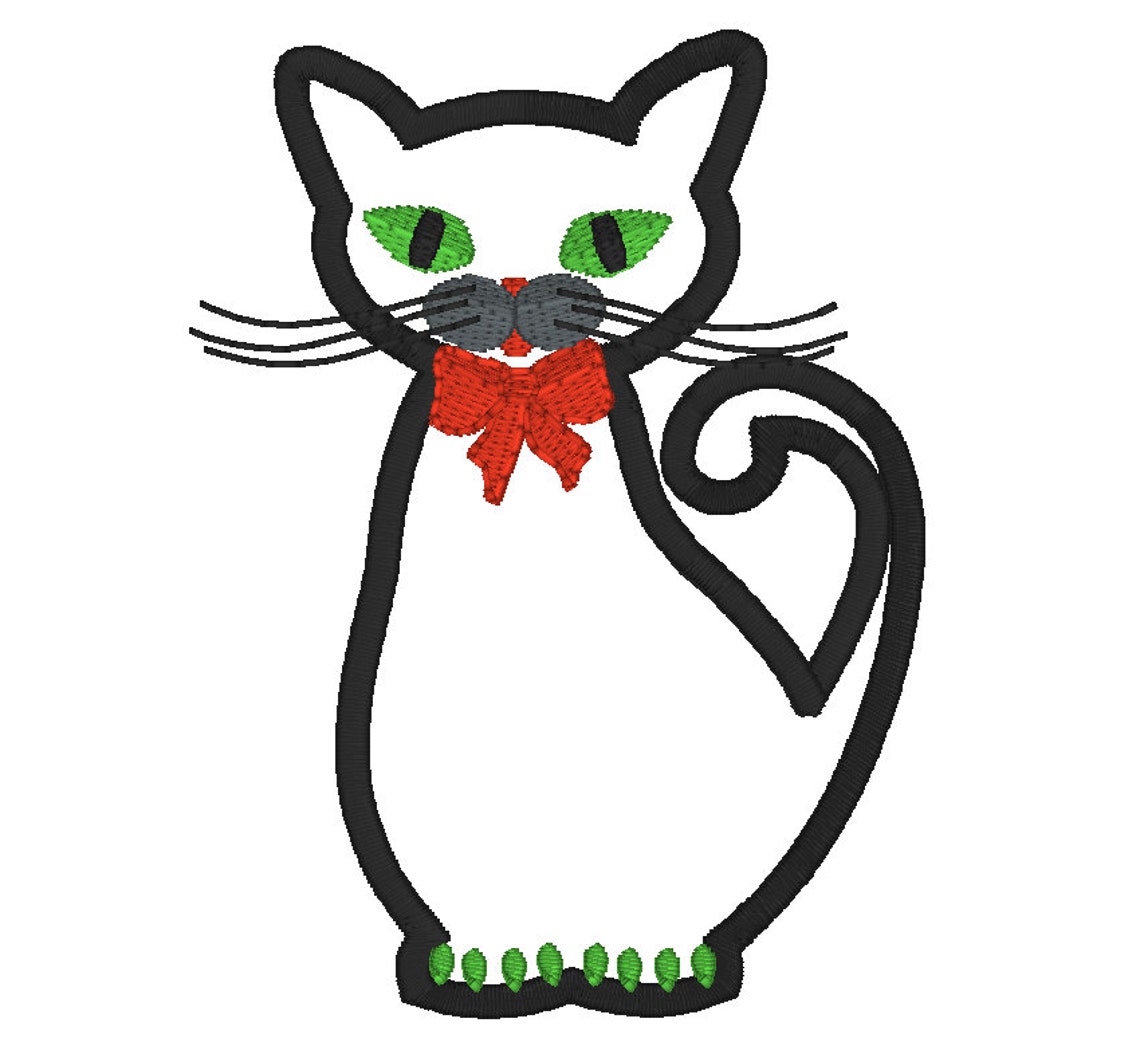 Cat Applique Machine Embroidery Design Halloween Black Cat Etsy