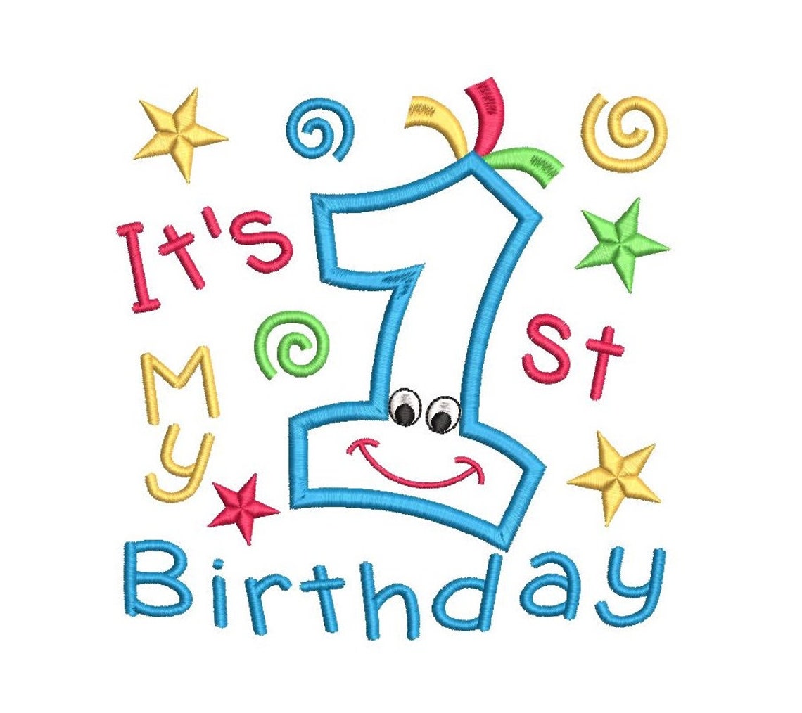 1st Birthday Embroidery Applique Design Number 1 First | Etsy
