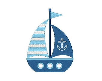Sail Boat Machine Embroidery Design, Fill Stitch Sailing Boat, Yacht, Nautical Embroidery Design, 4x4, INSTANT DOWNLOAD, No: JG00033-1