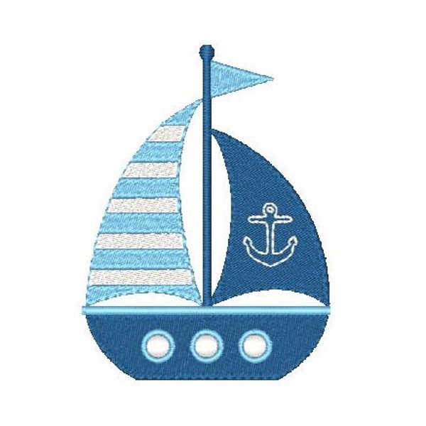 Sail Boat Machine Embroidery Design, Fill Stitch Sailing Boat, Yacht, Nautical Embroidery Design, 4x4, INSTANT DOWNLOAD, No: JG00033-1