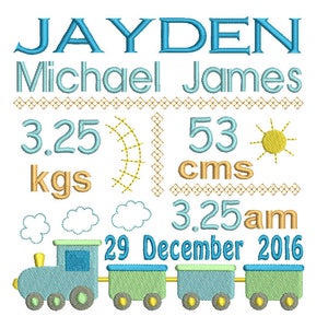 Baby Birth Announcement Template Embroidery, Baby Birth Machine Embroidery, Kgs/Cms, AM/PM, 4x4, 5x7, 6x10, Instant Download, No: STKG509-13