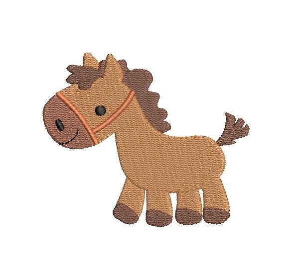 Mini Horse Embroidery Design, Fill Stitch, Small Horse, Cute Pony