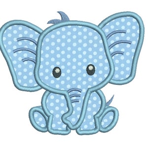 Baby Elephant Applique Machine Embroidery Design, Cute Elephant Machine Embroidery Design, 4x4, 5x7, 6x10, Instant Download, No: SA545-1