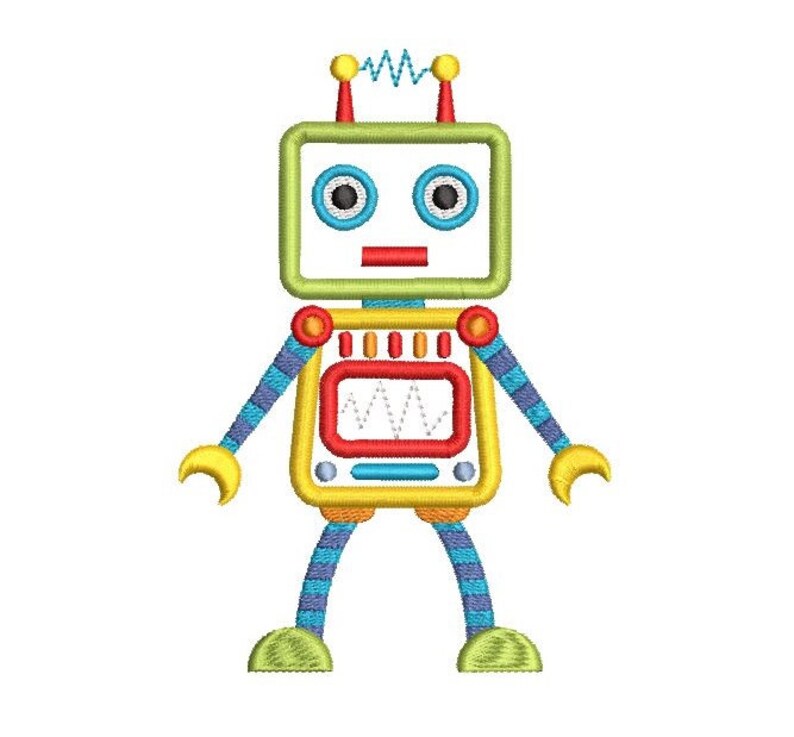 Robot Embroidery Applique Design Boy's Applique Robot Etsy