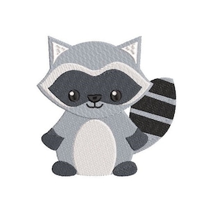 Mini Raccoon Machine Embroidery Design, Fill Stitch Raccoon, Cute Baby Raccoon Embroidery, Woodland, 3 Sizes, INSTANT DOWNLOAD, S522-14