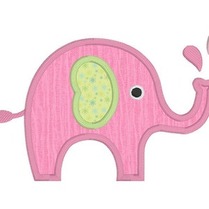 Elephant Applique Embroidery Design,  Baby Elephant Machine Embroidery Design, Cute Pink Elephant, 3 sizes, Instant Download, No: JG00004-3