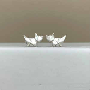 Stunning Silver Origami Cat Earrings image 1