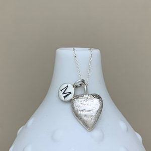 Personalised Solid Silver Hammered Heart Necklace