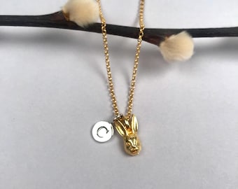 Gold Hare Personalised Pendant