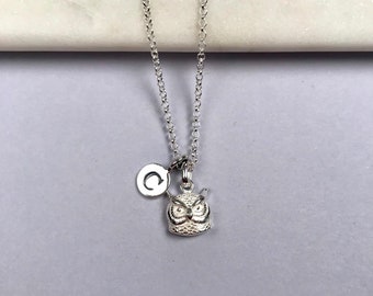 Solid Silver Owl Personalised Pendant