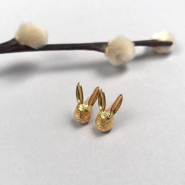 Gold Hare Stud Earrings