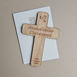 Personalised Christening Cross Wooden Decoration