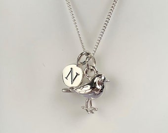 Personalised Robin Necklace In Solid Silver