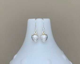 Sterling Silver And Gold Strawberry Charm Earrings