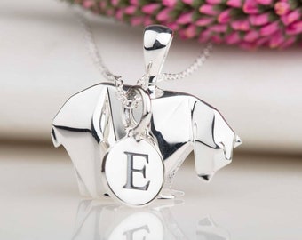 Personalised Silver Origami Polar Bear Necklace