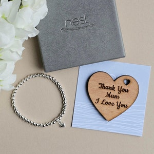 Pulsera y ficha personalizadas con dije de corazón para mamá: regalos hechos a mano, regalos de recuerdo, regalos sentimentales, pulseras de cuentas con dije de corazón
