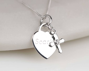 Personalised Engraved Children's Christening Cross Necklace
