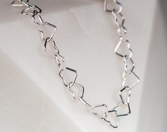 Sterling Silver Interlocking Hearts Bracelet