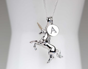 Personalised Solid Silver Unicorn Necklace