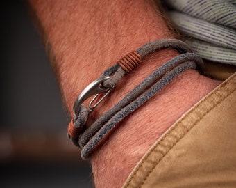 Men's Suede Leather Double Wrap Bracelet