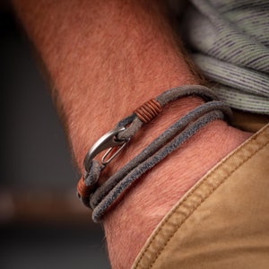 Men's Suede Leather Double Wrap Bracelet image 1