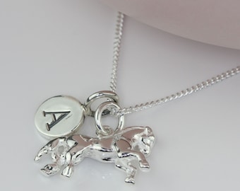 Collier personnalisé avec breloque cheval en argent massif