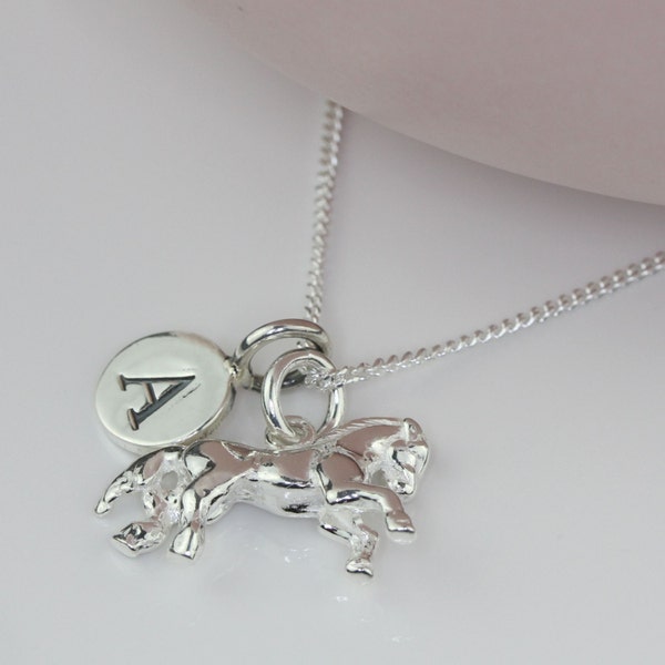 Solid Silver Horse Charm Personalised Necklace