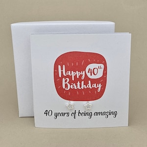 Carte de boucles d'oreilles étoile 40e anniversaire en boîte