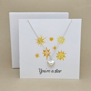 Carte avec collier cœur « Vous êtes une star » en boîte