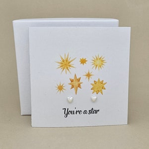 Carte de boucles d'oreilles en forme de cœur « You're A Star » en boîte