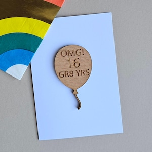 Oh mon Dieu ! 16 ans, 8 ans, jeton et carte en bois pour 16e anniversaire - Cartes faites main, cadeaux souvenirs, cartes d'anniversaire, cartes sentiments