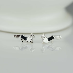 Stunning Silver Origami Fox Earrings