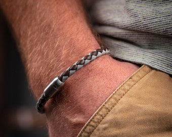 Men's Leather And Cord Bracelet