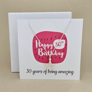 Carte 30e anniversaire avec collier étoile en boîte