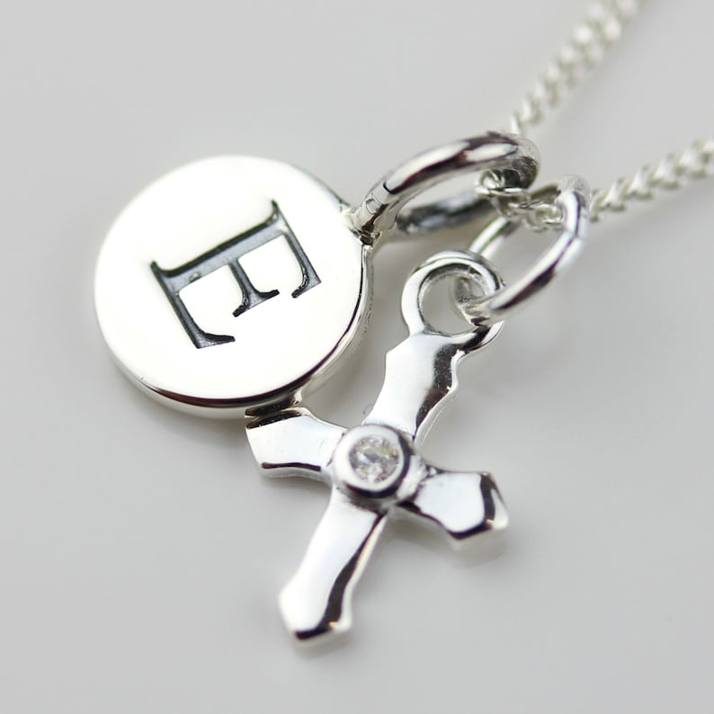 Personalised Solid Silver Christening Cross Necklace