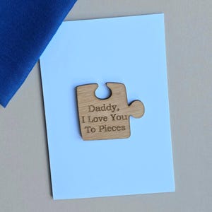 Carte et jeton en bois Papa, je t'aime en morceaux - Cartes de fête des pères, cartes faites main, cadeaux souvenirs, cartes d'anniversaire, cartes de sentiments