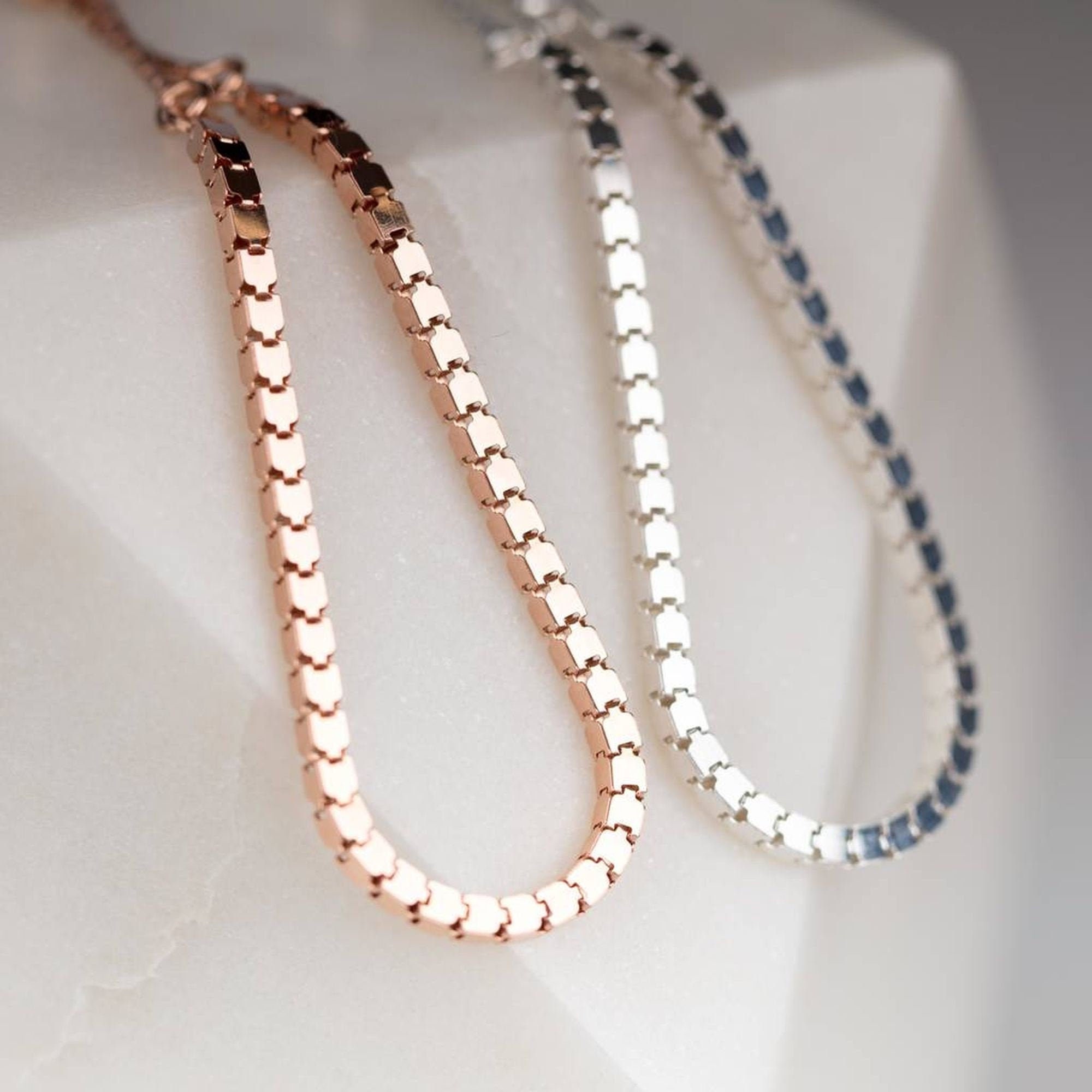 Box Chain Slider Bracelet Etsy UK