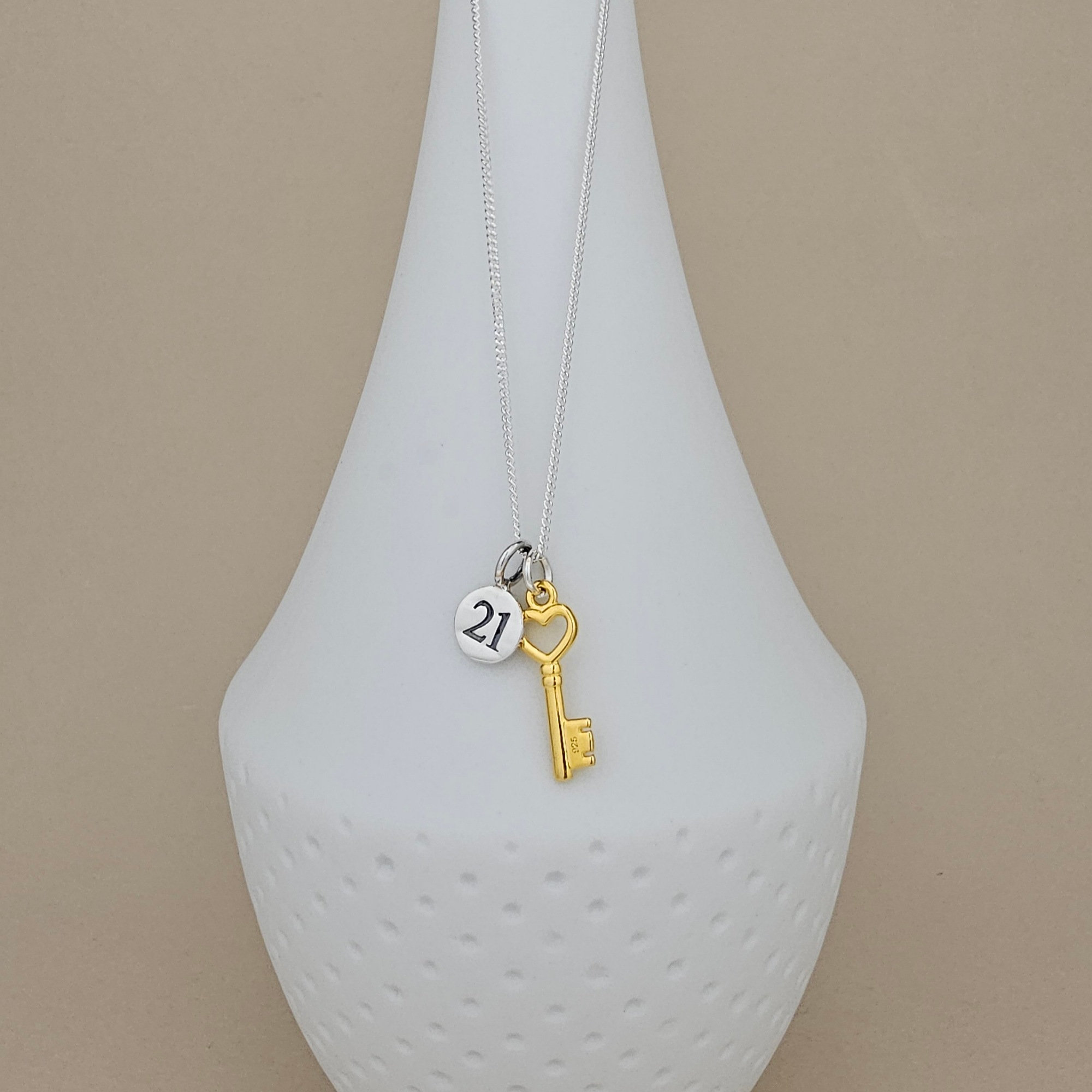 21st Birthday Gold Plated Key Necklace - Etsy 日本