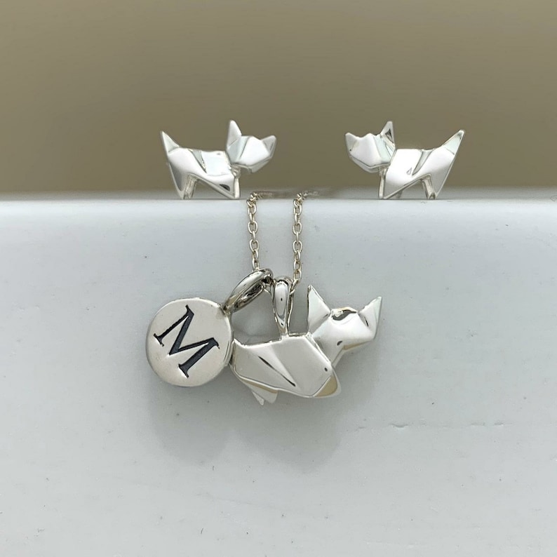 Stunning Silver Origami Cat Earrings image 3