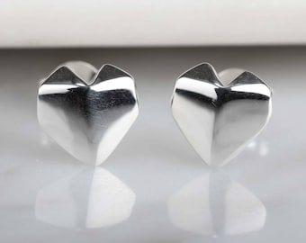 Stunning Silver Origami Heart Earrings