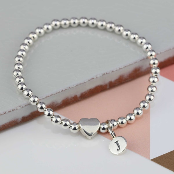 Silver Bead Bracelet Etsy