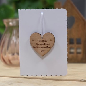 Coeur et carte suspendus Cinq ans... la vie sans vous - Cartes faites main, cadeaux souvenirs, cartes sentiments, cartes d'anniversaire, cartes de la Saint-Valentin