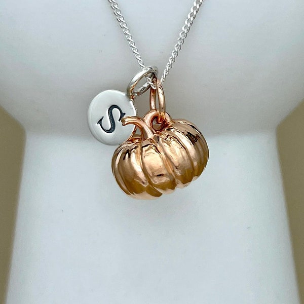 Personalised Large Pumpkin Rose Gold Necklace